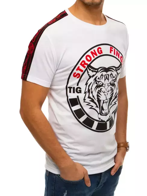 T-shirt męski z nadrukiem biały Dstreet RX4427