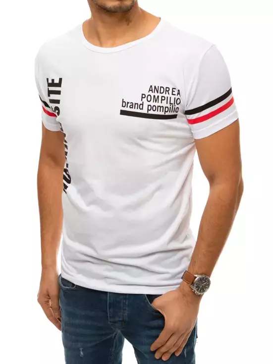 T-shirt męski z nadrukiem biały Dstreet RX4429