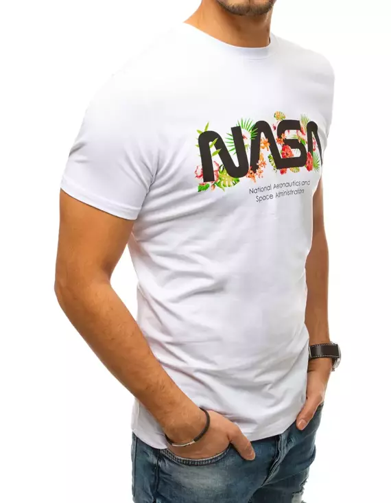 T-shirt męski z nadrukiem biały Dstreet RX4440