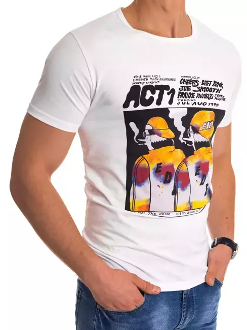 T-shirt męski z nadrukiem biały Dstreet RX4497