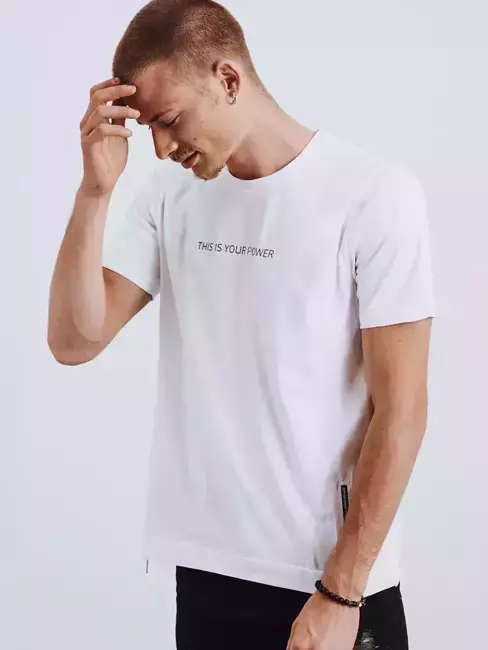T-shirt męski z nadrukiem biały Dstreet RX4601