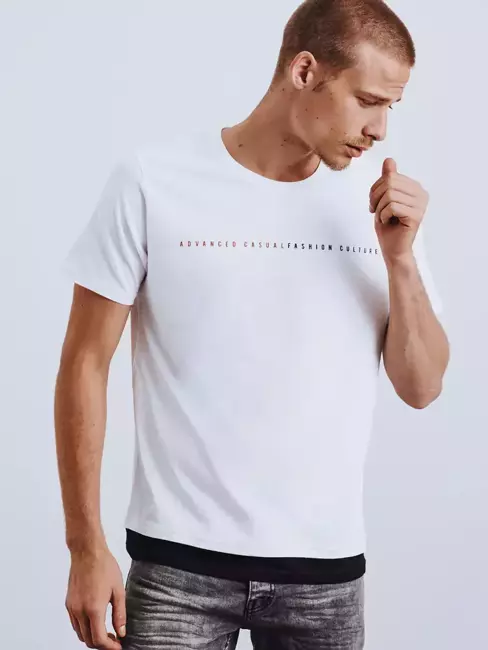T-shirt męski z nadrukiem biały Dstreet RX4643