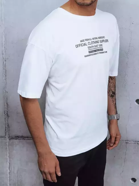 T-shirt męski z nadrukiem biały Dstreet RX4646z