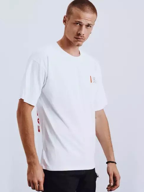 T-shirt męski z nadrukiem biały Dstreet RX4658
