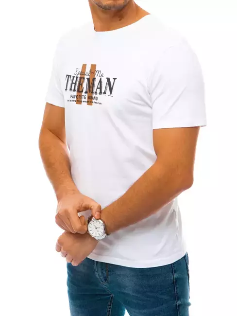 T-shirt męski z nadrukiem biały Dstreet RX4746
