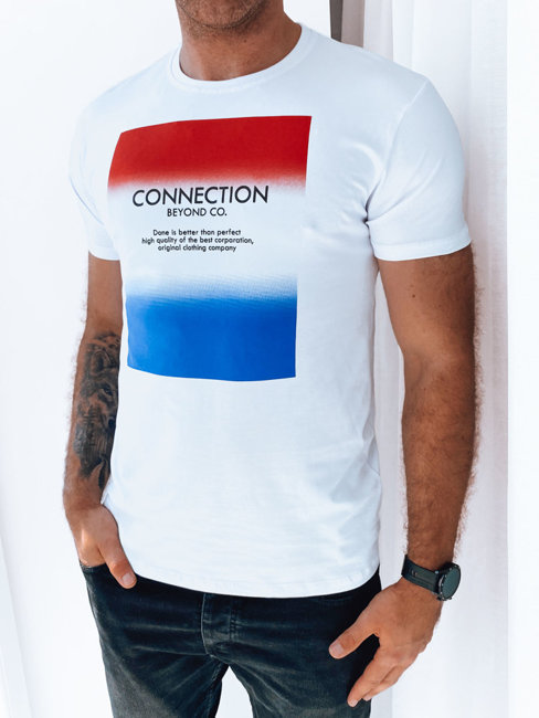 T-shirt męski z nadrukiem biały Dstreet RX5049