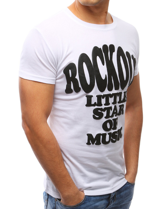 T-shirt męski z nadrukiem biały RX2683