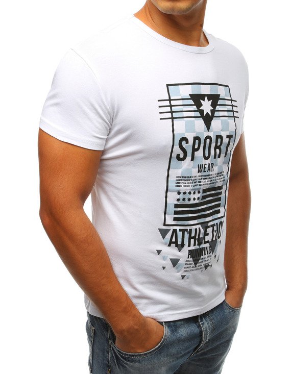 T-shirt męski z nadrukiem biały RX2963
