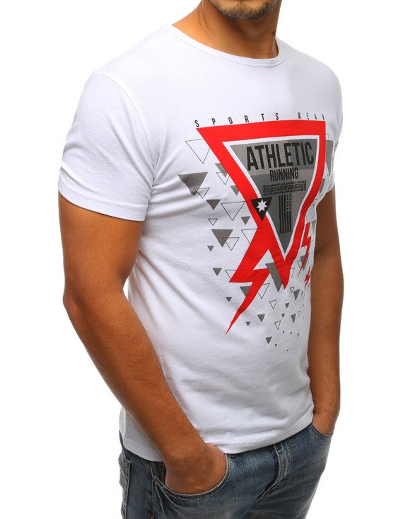 T-shirt męski z nadrukiem biały RX2969