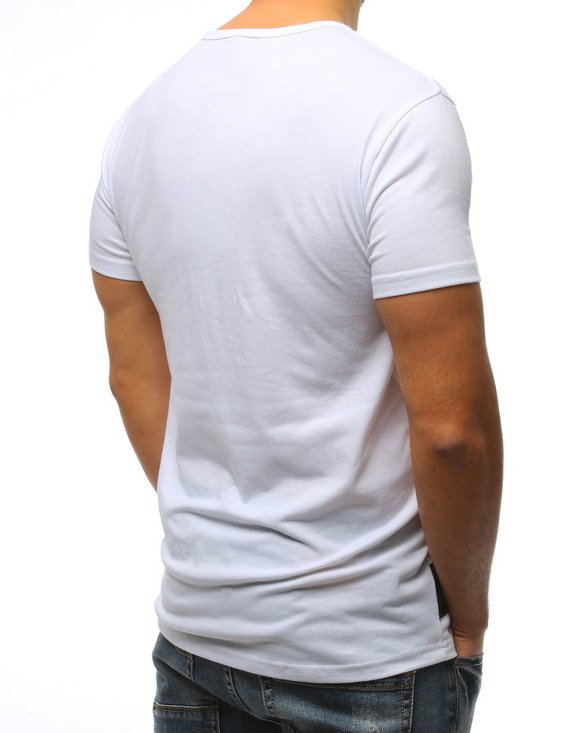 T-shirt męski z nadrukiem biały RX3078
