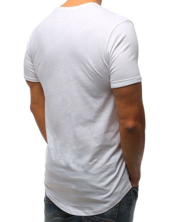 T-shirt męski z nadrukiem biały RX3206
