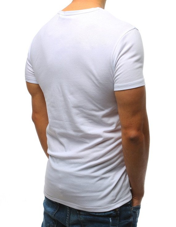T-shirt męski z nadrukiem biały RX3210