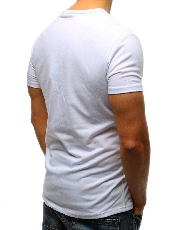 T-shirt męski z nadrukiem biały RX3258