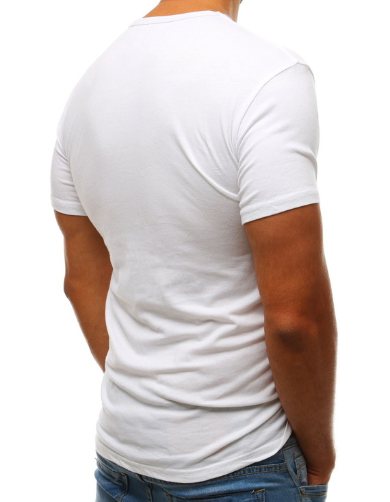 T-shirt męski z nadrukiem biały RX3538