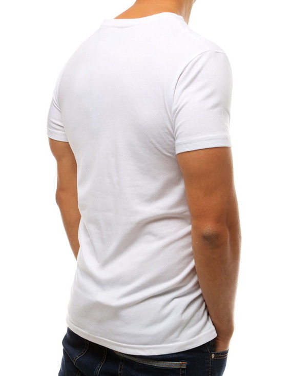 T-shirt męski z nadrukiem biały RX3798