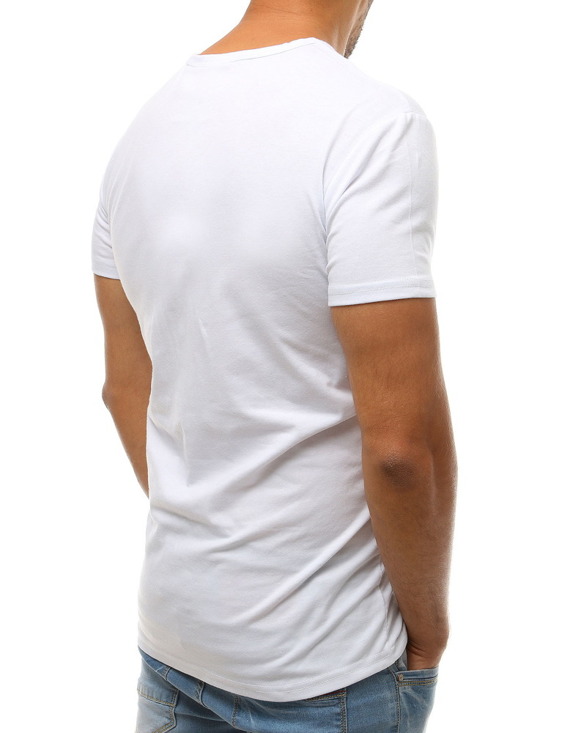 T-shirt męski z nadrukiem biały RX3819