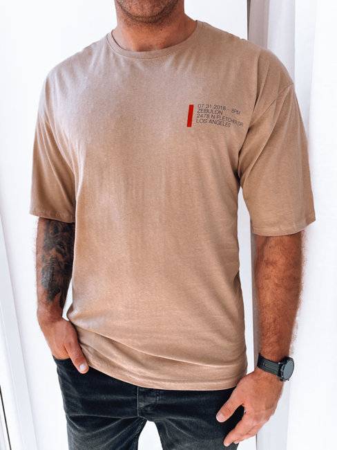 T-shirt męski z nadrukiem cappuccino Dstreet RX5303