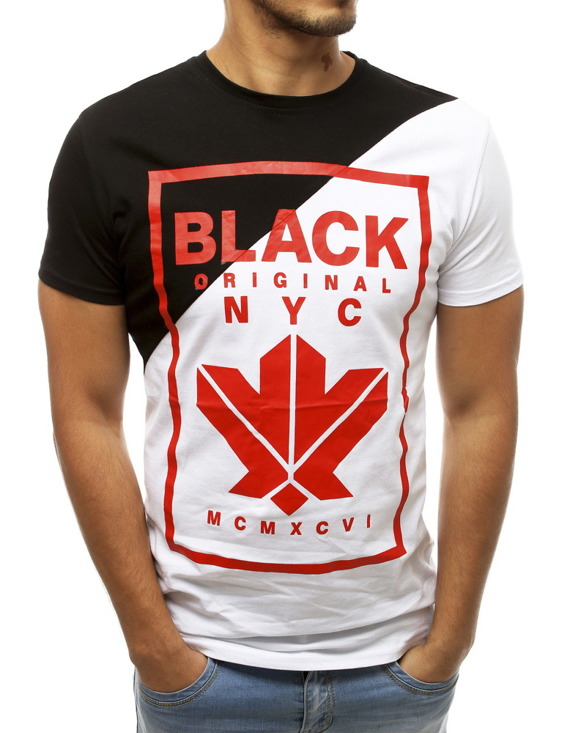 T-shirt męski z nadrukiem czarno-biały Dstreet RX3740