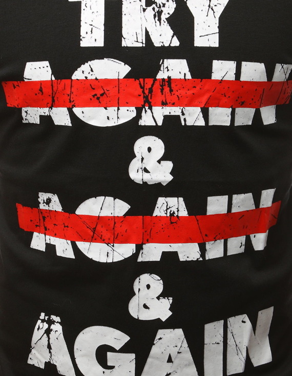 T-shirt męski z nadrukiem czarny Dstreet RX3001