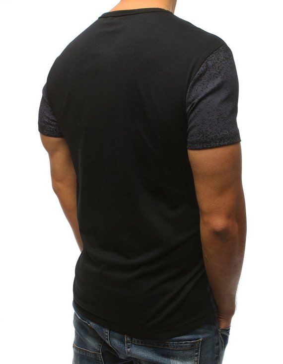 T-shirt męski z nadrukiem czarny Dstreet RX3145