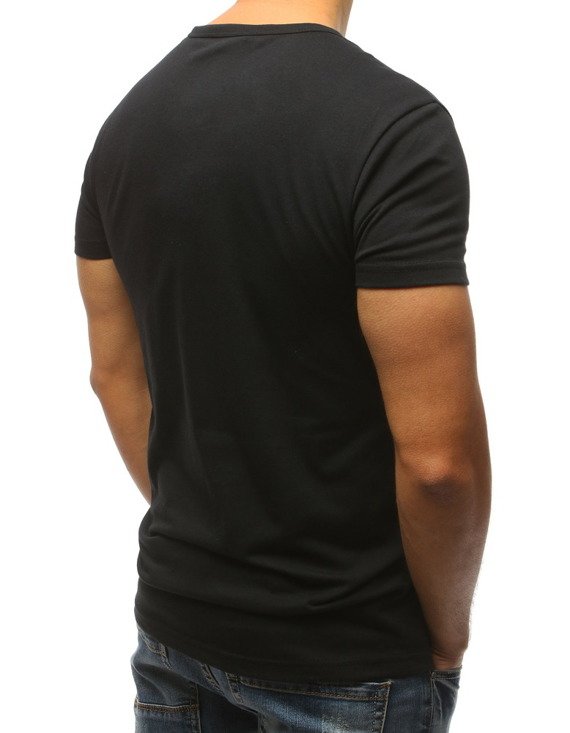 T-shirt męski z nadrukiem czarny Dstreet RX3166