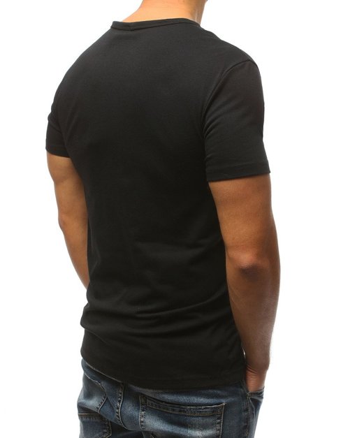 T-shirt męski z nadrukiem czarny Dstreet RX3169