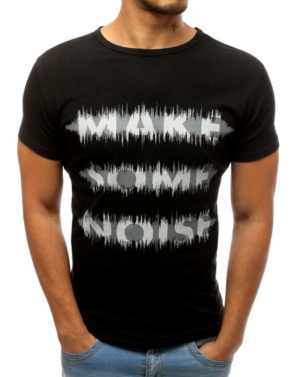 T-shirt męski z nadrukiem czarny Dstreet RX3811