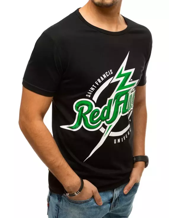 T-shirt męski z nadrukiem czarny Dstreet RX4353