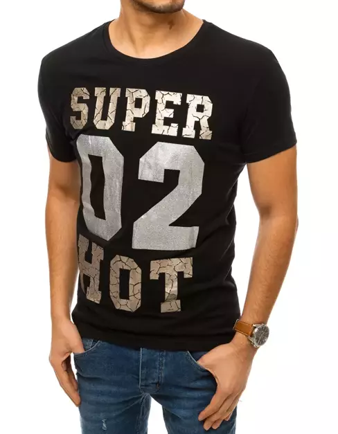 T-shirt męski z nadrukiem czarny Dstreet RX4381