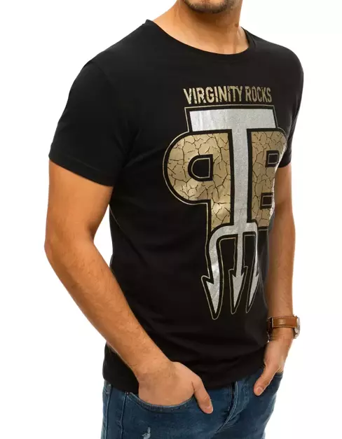 T-shirt męski z nadrukiem czarny Dstreet RX4383