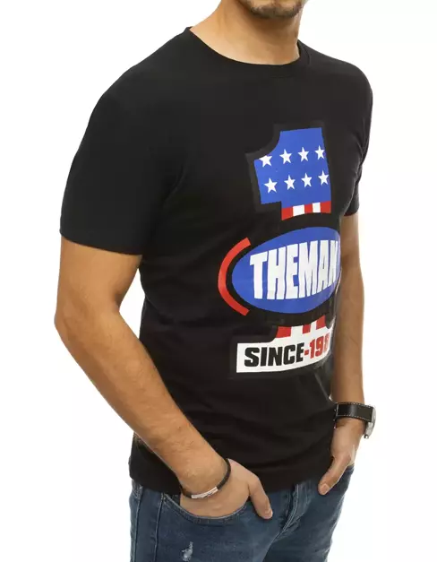 T-shirt męski z nadrukiem czarny Dstreet RX4404