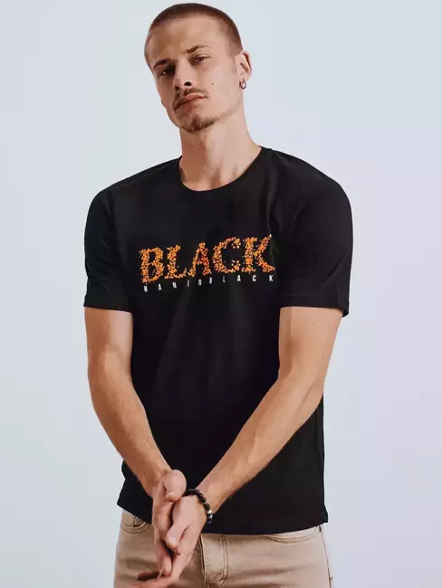 T-shirt męski z nadrukiem czarny Dstreet RX4595