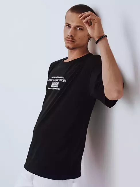 T-shirt męski z nadrukiem czarny Dstreet RX4647