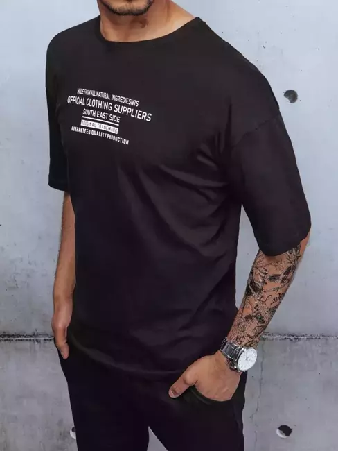 T-shirt męski z nadrukiem czarny Dstreet RX4647z