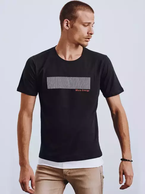 T-shirt męski z nadrukiem czarny Dstreet RX4649