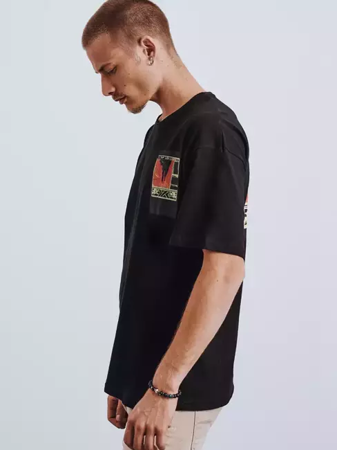 T-shirt męski z nadrukiem czarny Dstreet RX4660