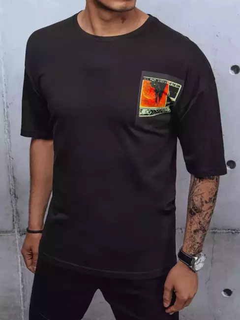 T-shirt męski z nadrukiem czarny Dstreet RX4660z