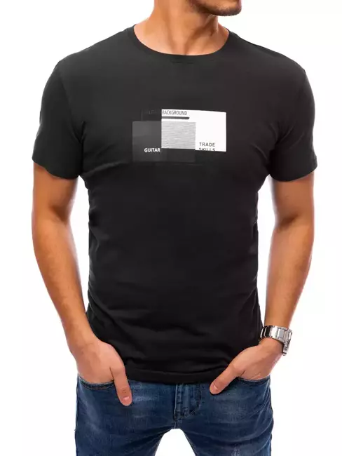 T-shirt męski z nadrukiem czarny Dstreet RX4715