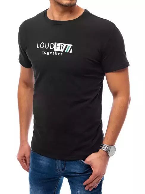 T-shirt męski z nadrukiem czarny Dstreet RX4732