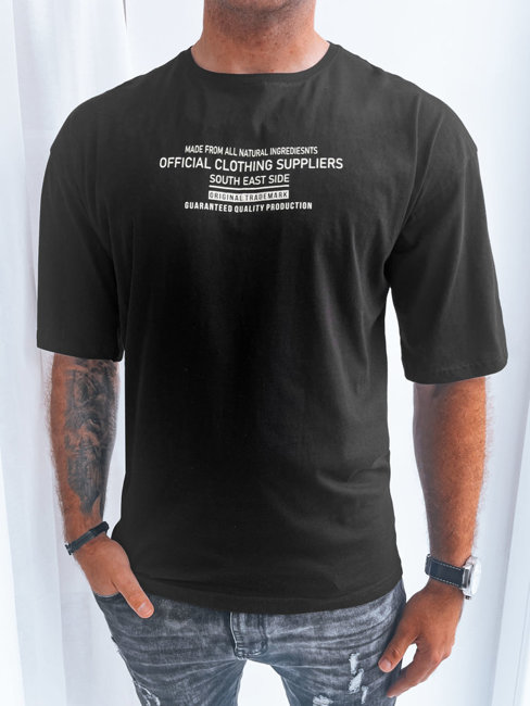 T-shirt męski z nadrukiem czarny Dstreet RX5348