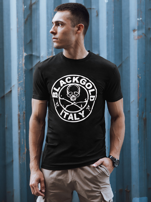 T-shirt męski z nadrukiem czarny Dstreet RX5584
