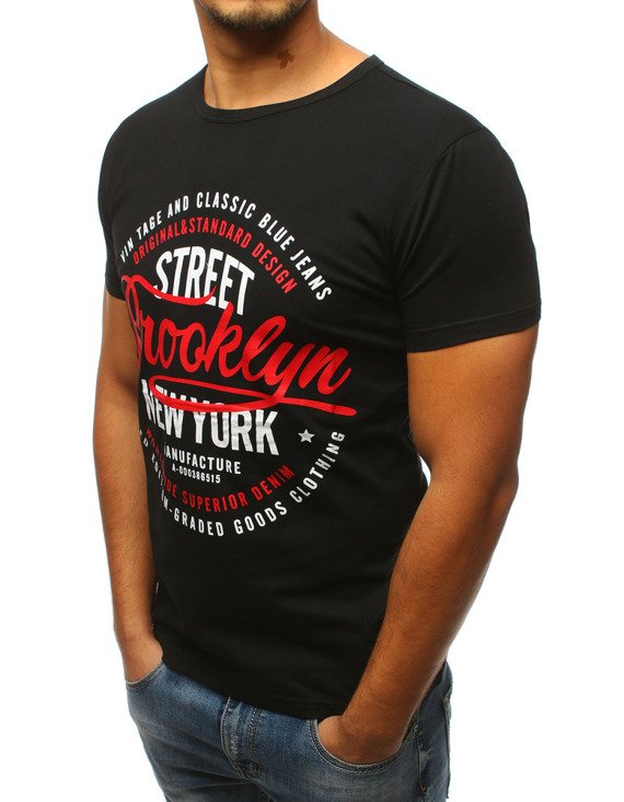 T-shirt męski z nadrukiem czarny RX2974
