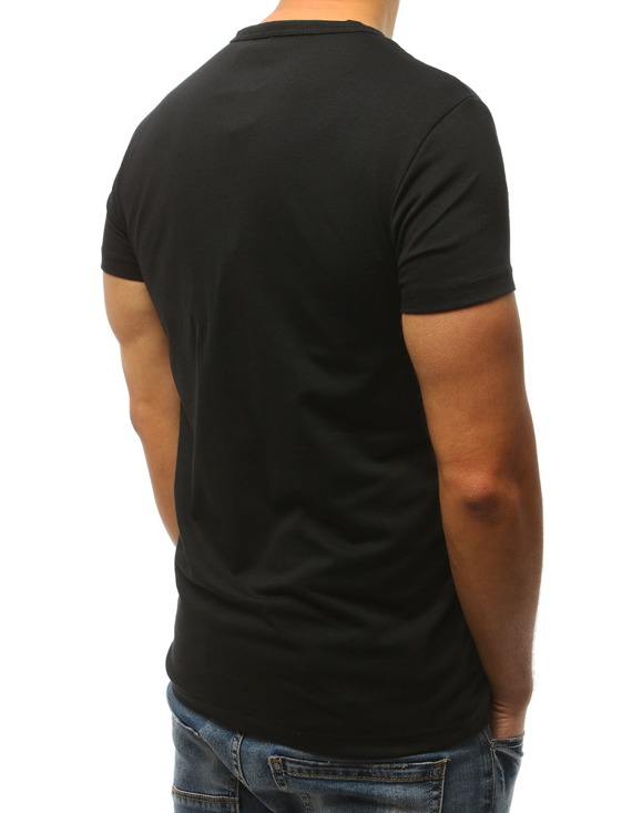 T-shirt męski z nadrukiem czarny RX3027