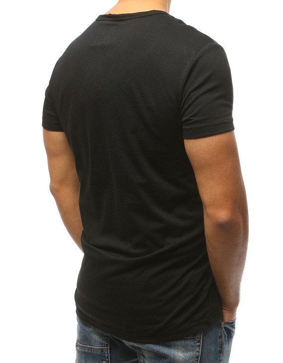 T-shirt męski z nadrukiem czarny RX3127