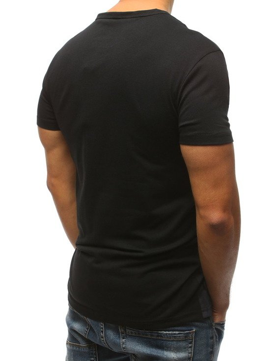 T-shirt męski z nadrukiem czarny RX3149