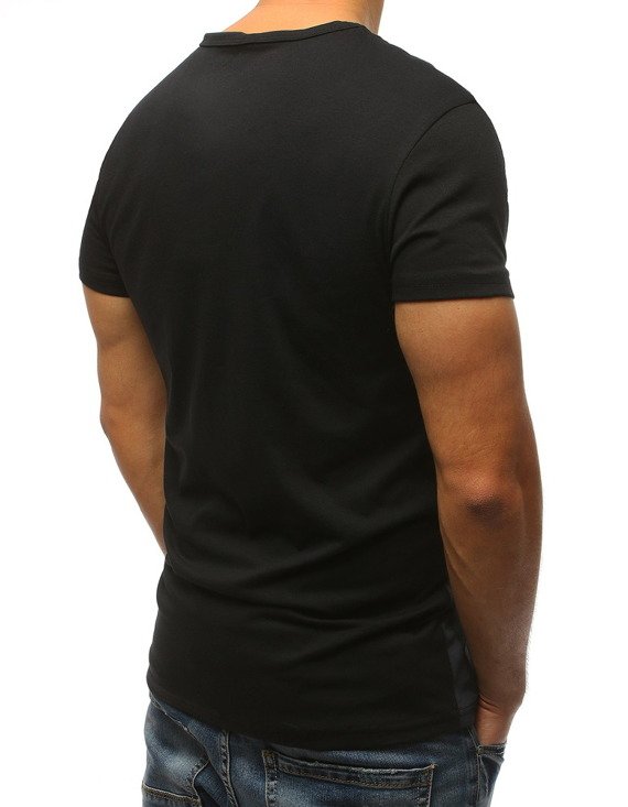 T-shirt męski z nadrukiem czarny RX3174
