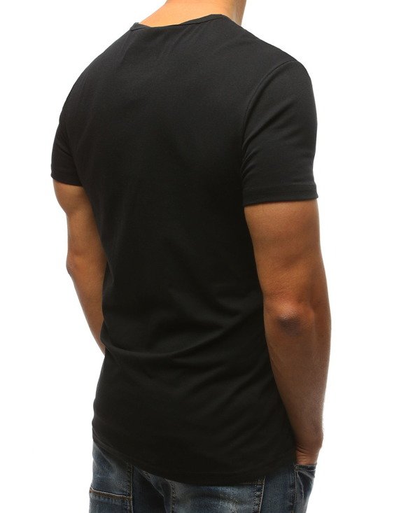 T-shirt męski z nadrukiem czarny RX3224