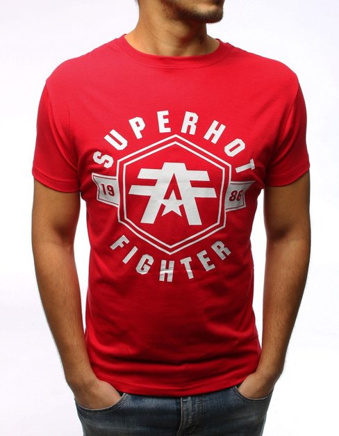 T-shirt męski z nadrukiem czerwony Dstreet RX2978