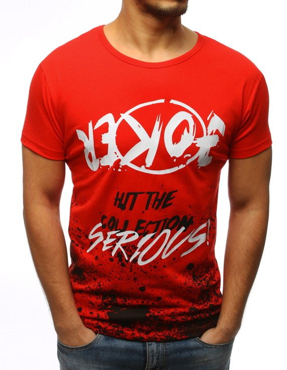 T-shirt męski z nadrukiem czerwony Dstreet RX3088