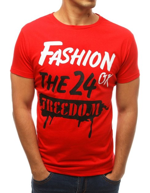 T-shirt męski z nadrukiem czerwony Dstreet RX3768